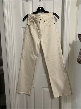Abercrombie & Fitch Off-White Wide-Leg Jeans